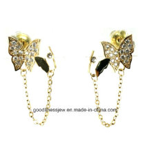 Italina New Elegant Gold Plated Rhinestones Bow Butterfly Stud Earring for Women Dance/Party Accessories E6305